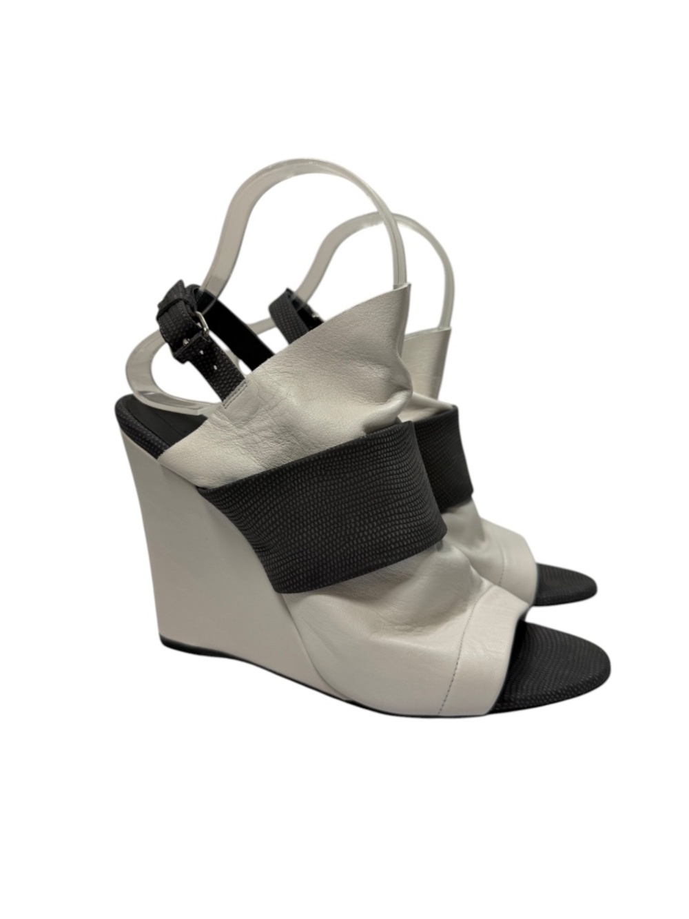 Balenciaga Womens Glove Leather Wedge Sandals White Asphalte Sz 39 Italy $825